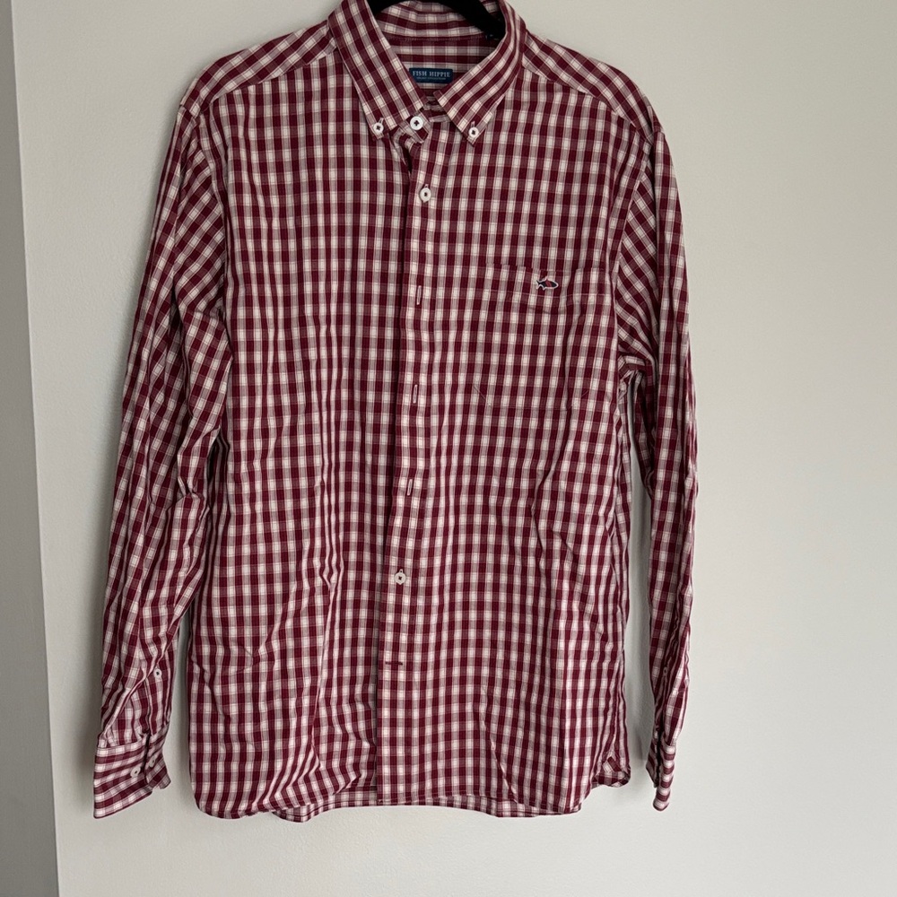 Fish Hippie Classic Red and White Gingham Button-Down Shirt